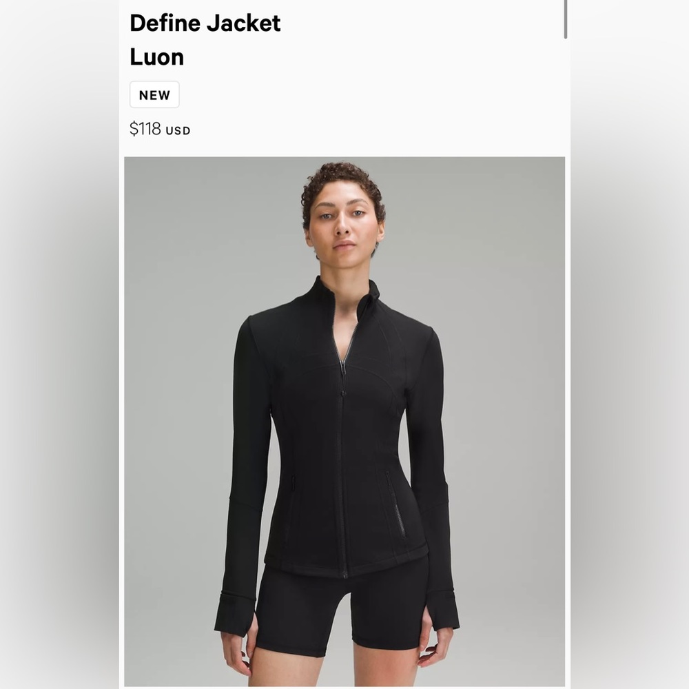 Lululemon Define Jacket Black Size 4